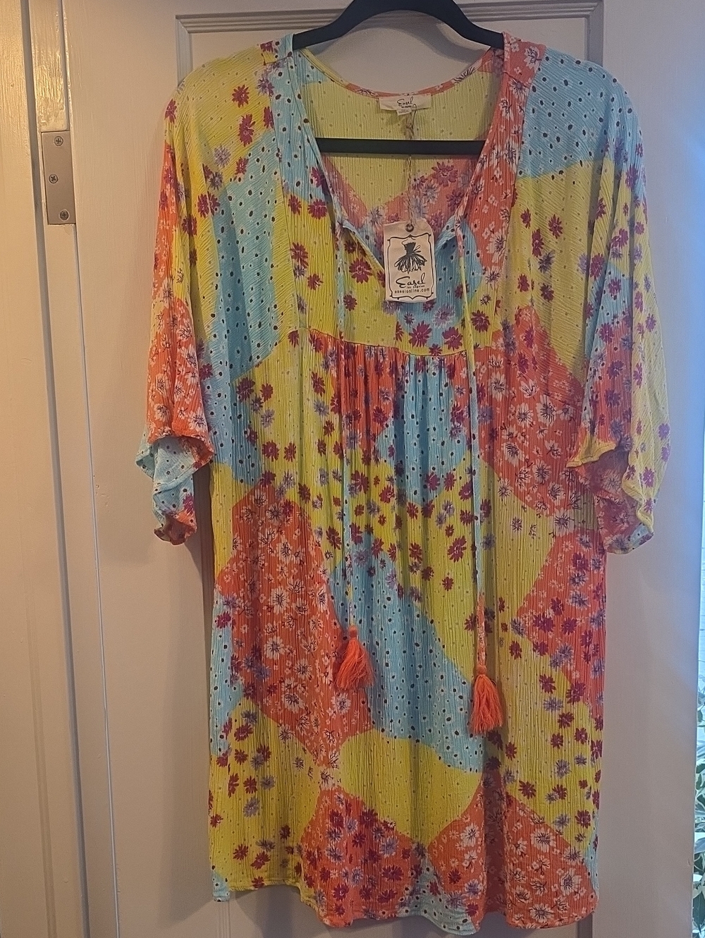 Boho Patchwork Floral Dress  - Yellow Multicolor